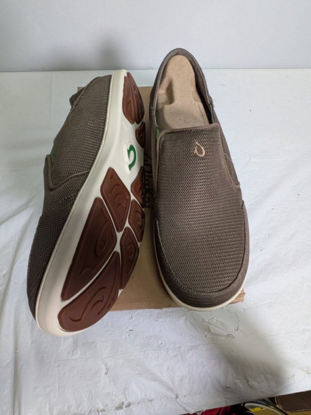 OluKai Nohea Mesh Mens 12 Dark Wood Brown Slip On Shoes Casual Sneakers - Picture 4 of 6
